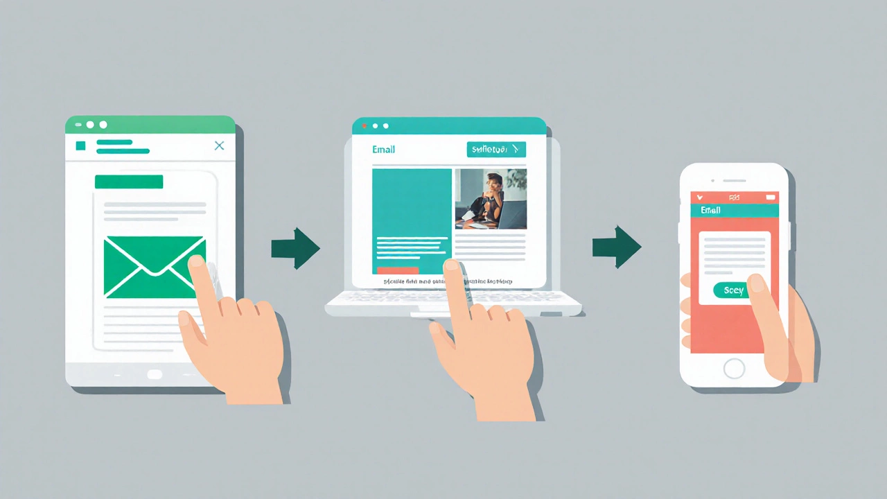 Поток клиента от email к лендингу и последующим письмам