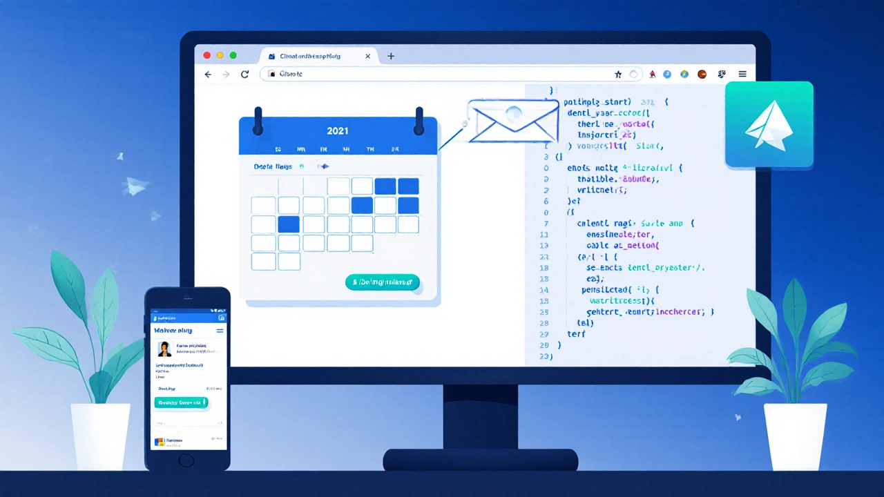 Разработчик настраивает систему бронирования на компьютере с уведомлениями и календарем.