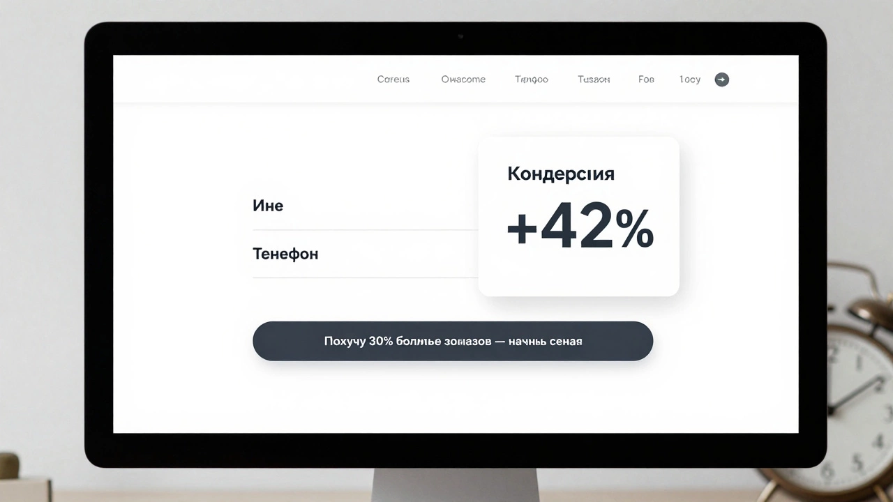 Минималистичная форма на сайте с двумя полями и кнопкой, увеличивающей конверсию на 42%.