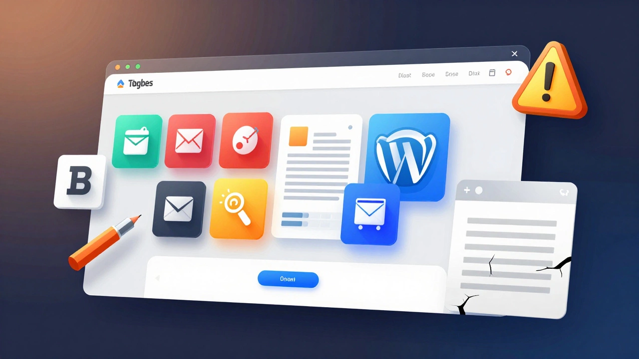 Панель WordPress с плагинами и предупреждениями