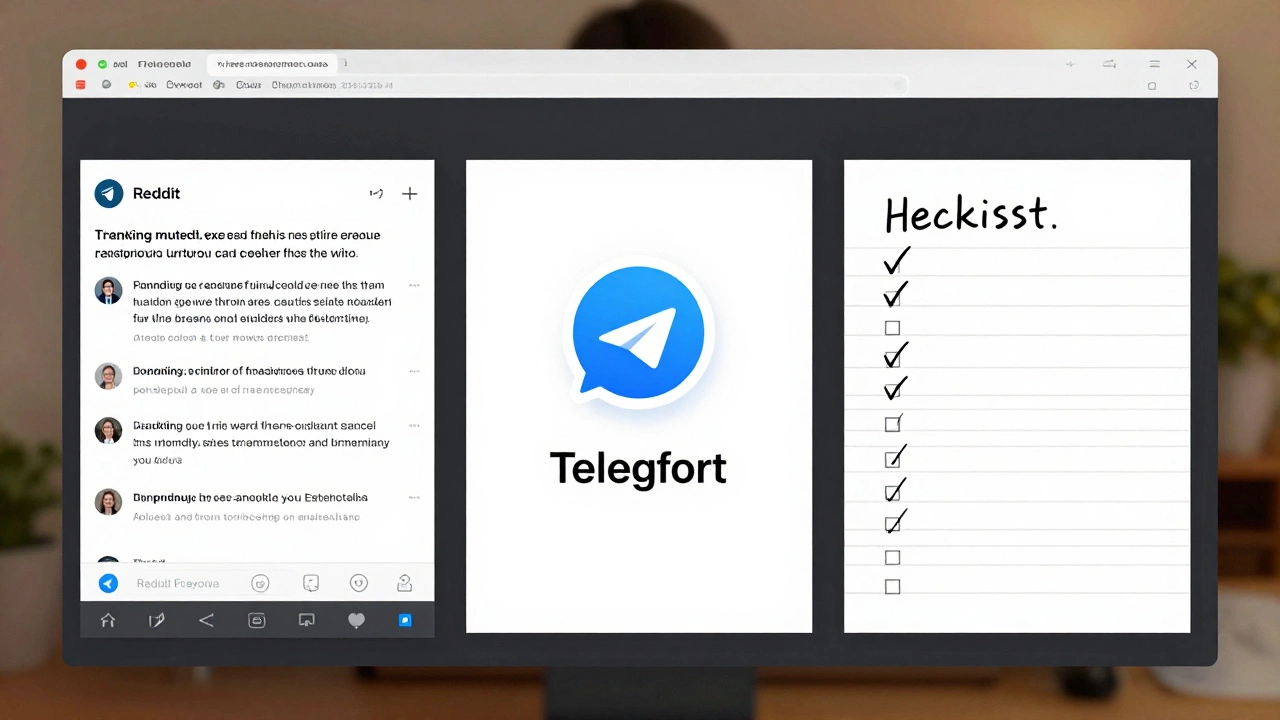 Рабочее пространство дизайнера с источниками вдохновения: Reddit, Telegram и чек-лист usability — без текста, только визуальные элементы.