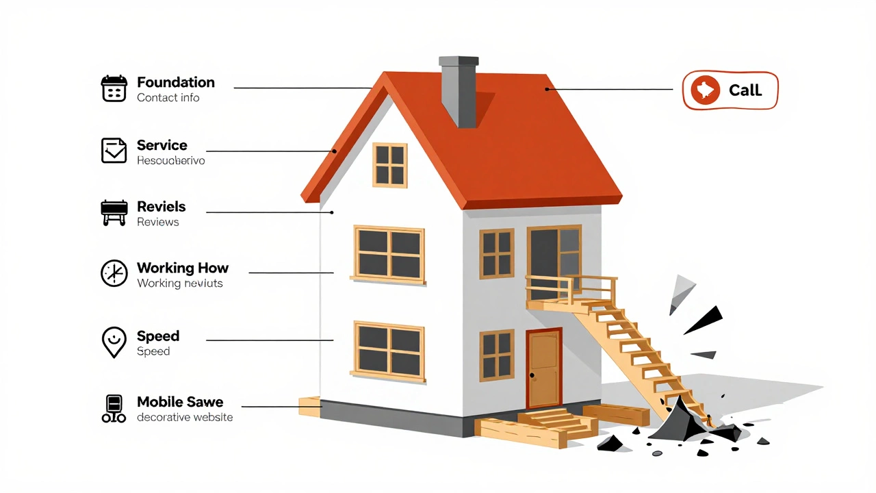 Дом, построенный из восьми элементов сайта, рядом с руинами красивого, но бесполезного сайта.