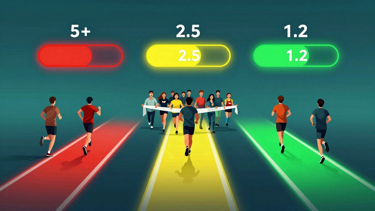 Три временных шкалы загрузки сайта, изображённые как гонка пользователей к финишу.