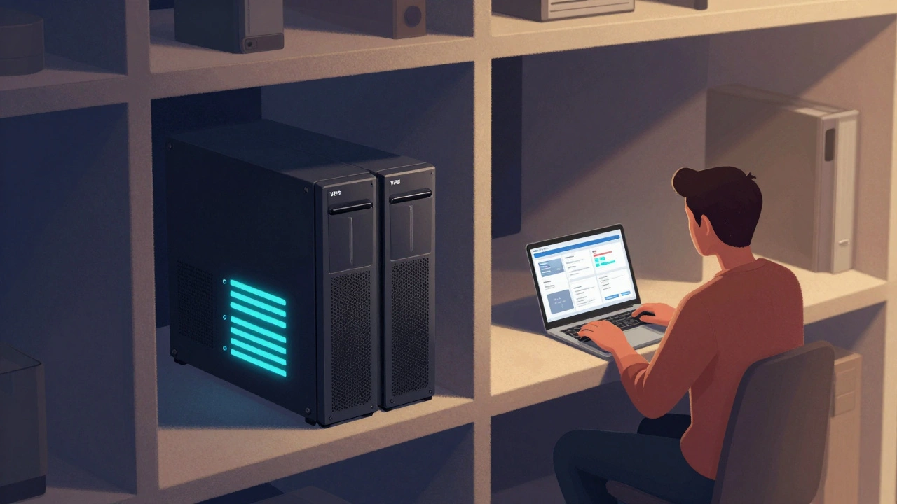 Отдельная квартира с выделенным сервером, светящийся панель управления, остальные помещения в тени.