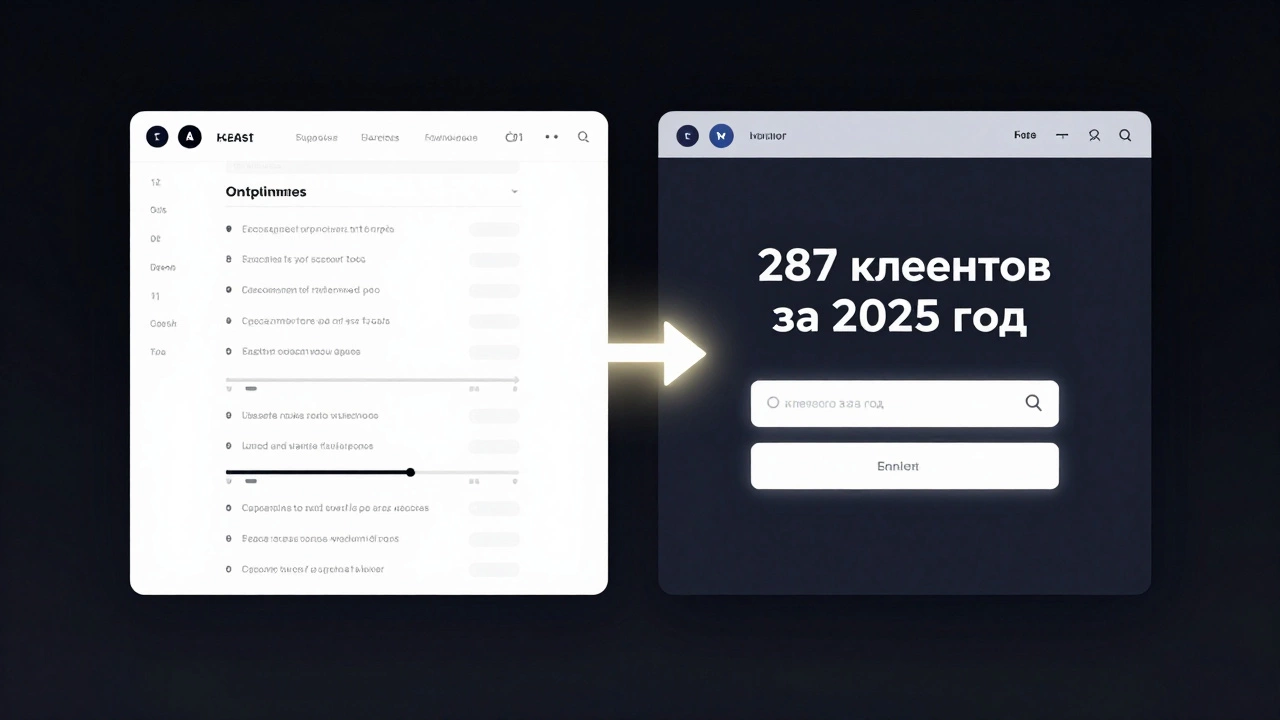 Сравнение перегруженной и оптимизированной целевой страницы, показывающее улучшение конверсии.