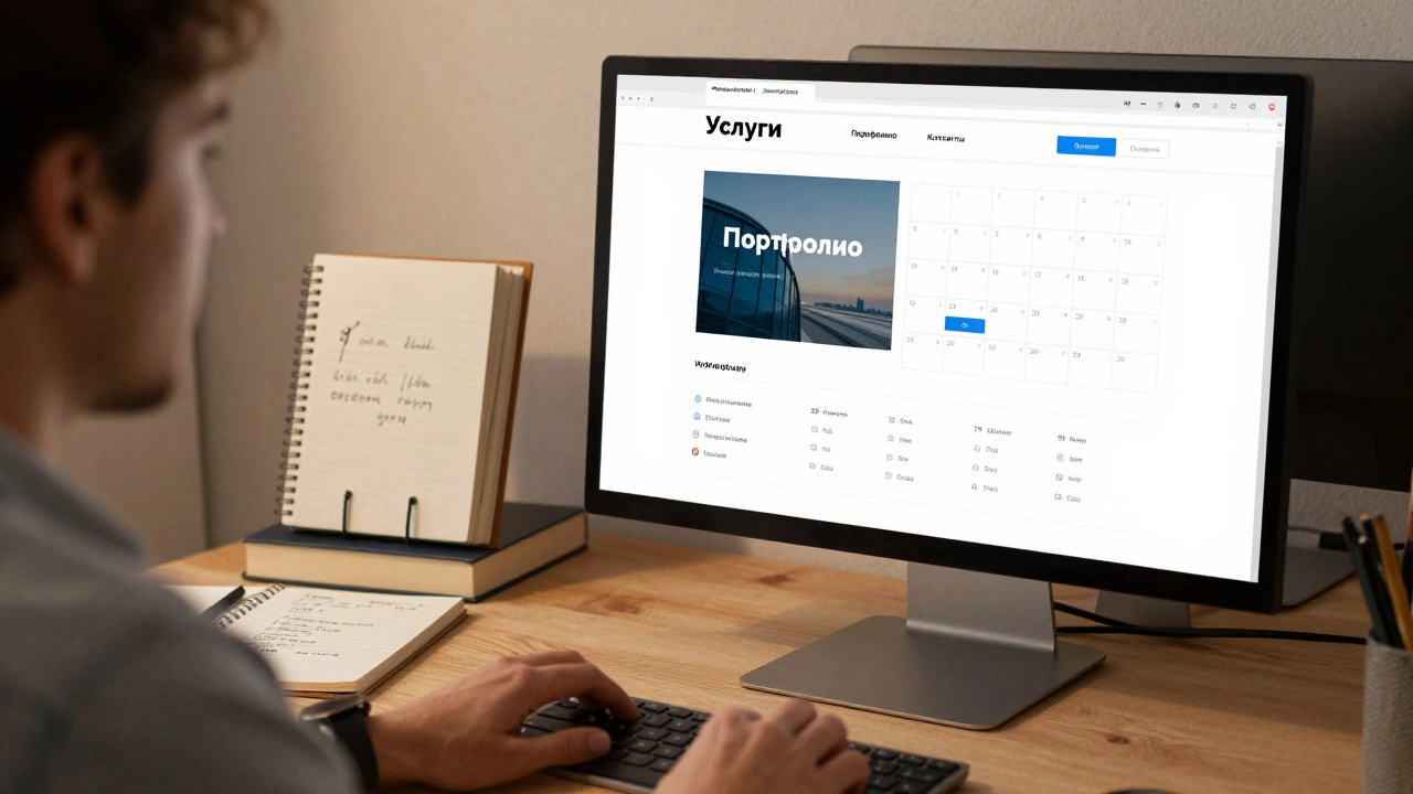 Веб-разработчик работает с WordPress-панелью для бизнес-сайта