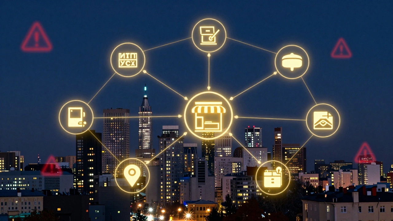 Цифровая схема легальных требований для интернет-магазина в России: регистрация, налоги, данные и хостинг.