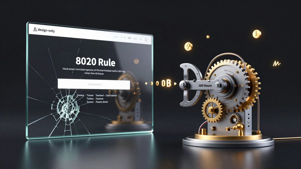 Концептуальное изображение: хрупкий шаблон слева и сложный инструмент продаж справа, работающий после 100 часов усилий.