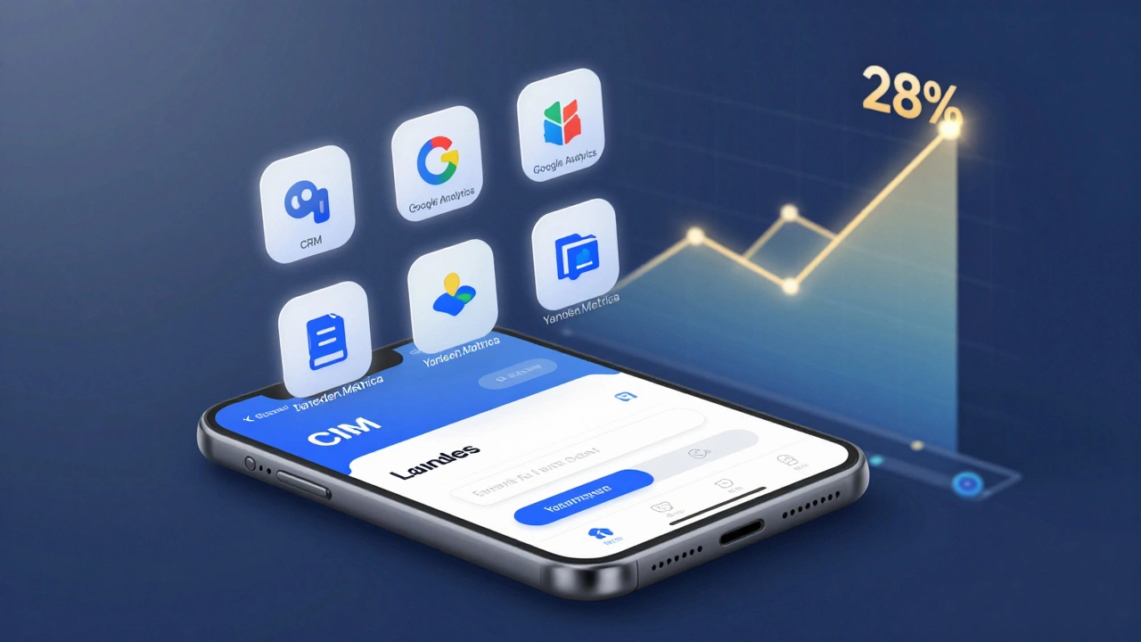 Мобильный лендинг с интеграциями в CRM, аналитику и платежные системы, показывающий высокую конверсию.