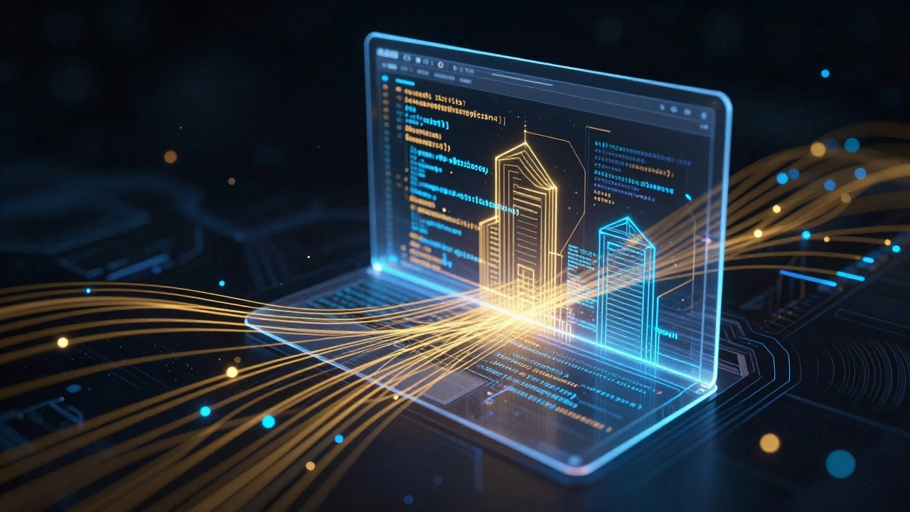 Абстрактное изображение написания чистого кода для создания сложного веб-сервиса