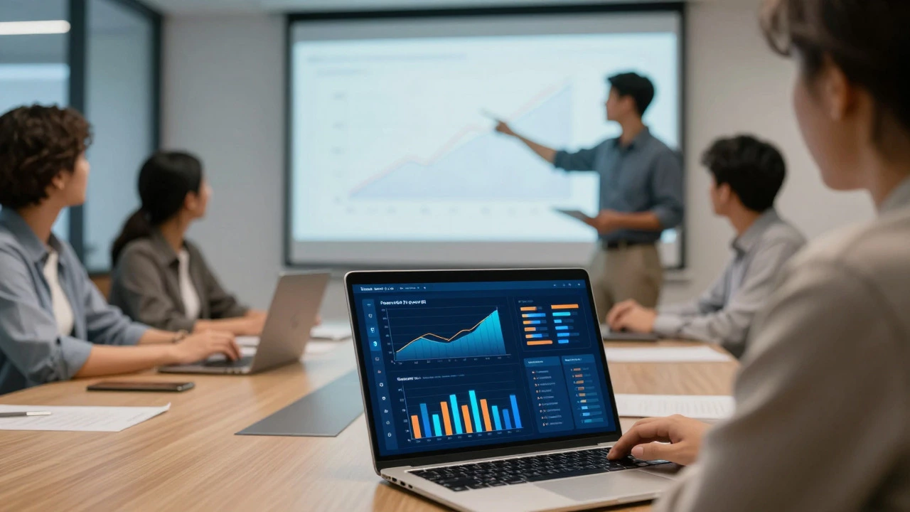 Презентация дашборда Power BI в современном офисе
